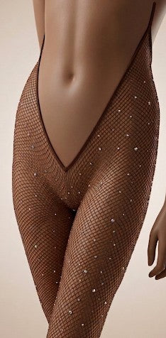 Rhinestone - Super High Waist Fishnets